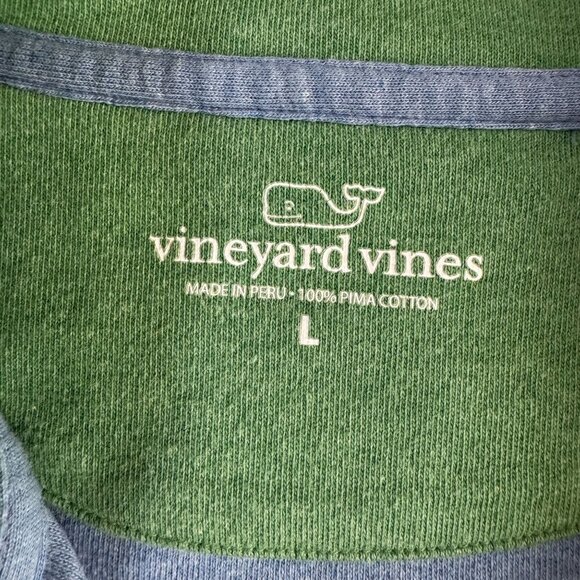 Vineyard Vines Quarter Zip Sweater Mens L Light Blue Logo Contrasting Collar - Picture 3 of 5